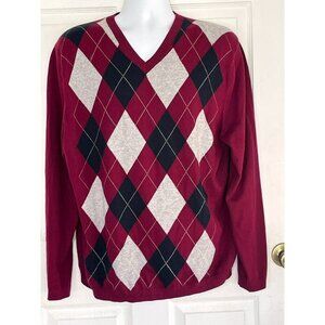 Banana Republic Mens Argyle Sweater Cotton Cashmere XL Preppy Academia Old Money